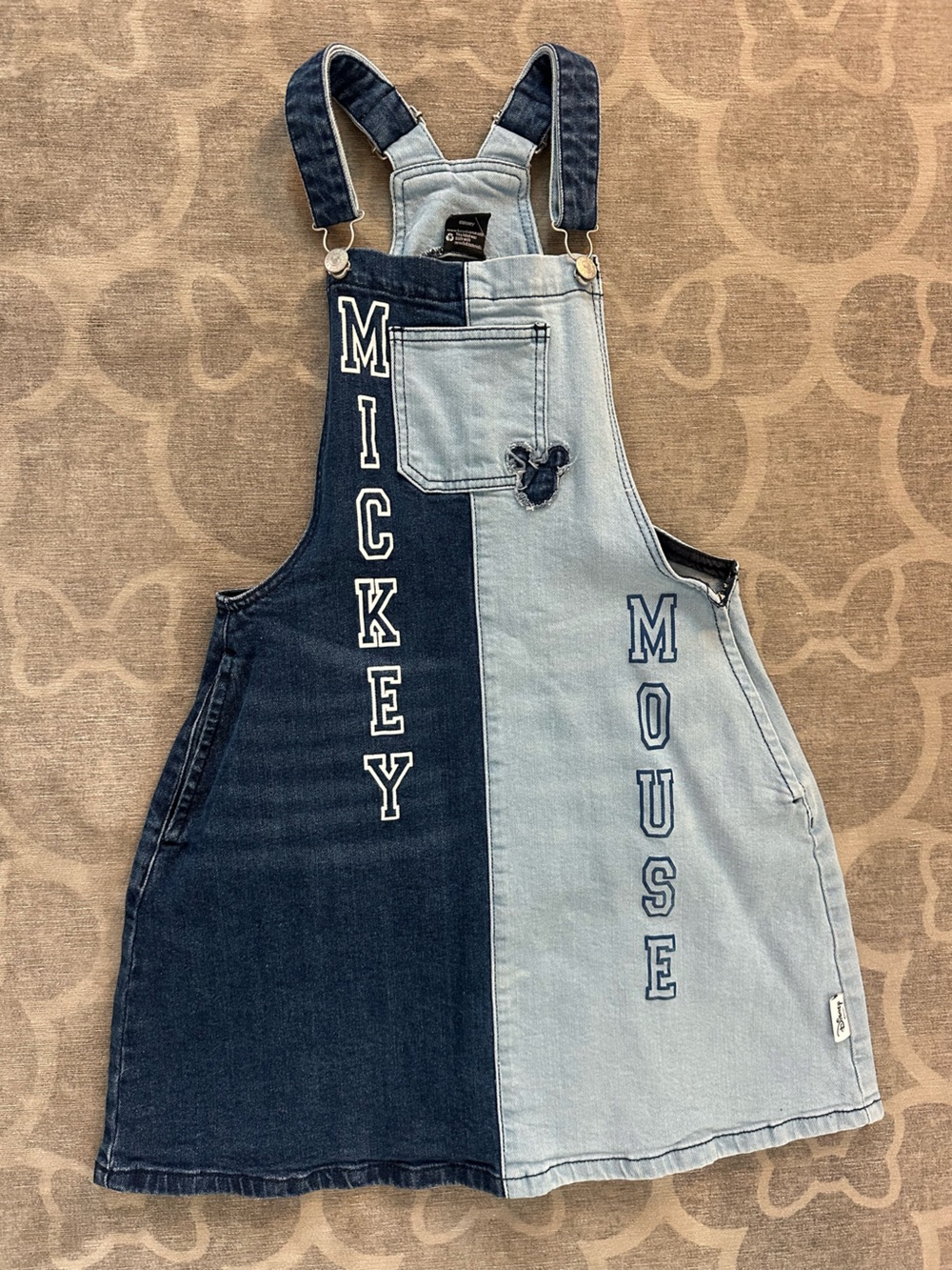 Disney Parks Her Universe Mickey Mouse denim overall mini dress.